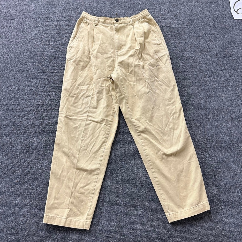 Liz Claiborne Pants Womens Size 12 Short Beige Pleated Cotton Chino Tapered Leg